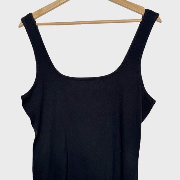 Abercrombie & Fitch XL Black Ribbed Crop Tank Square Neck Button Front Y2K - Picture 5 of 6